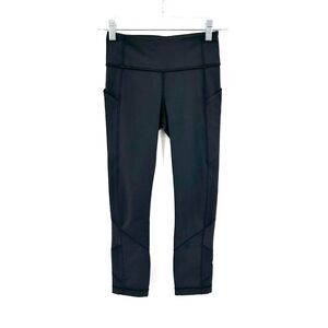 LULULEMON Black Mid Rise Cropped Athletic Pull On Workout Leggings Pants Size 2